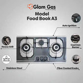 Glam Gas (Food book A3) Steel Pan Supports Easy Clean (Natural Gas LPG) Brand Warranty
